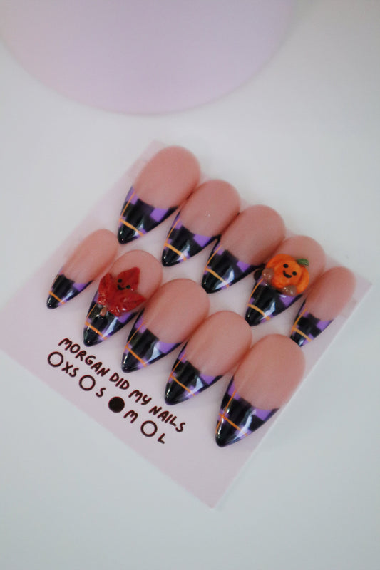 Pumpkin + Leaf Press-On Nails