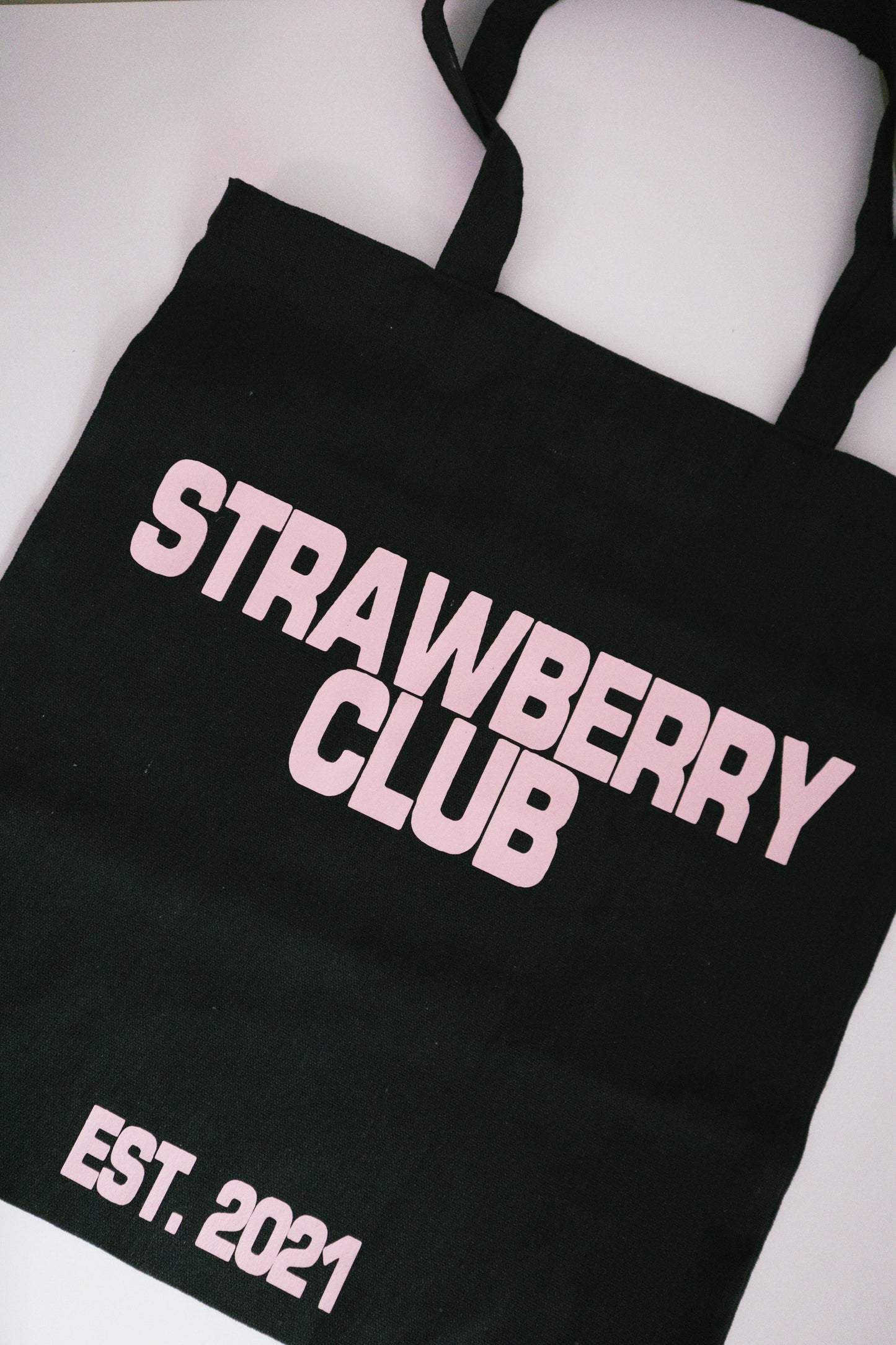 Black and Baby Pink Logo Tote Bag
