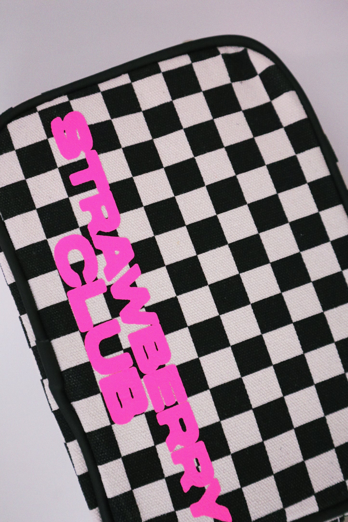 Checkered Glow in the Dark Logo Cosmetic Bag