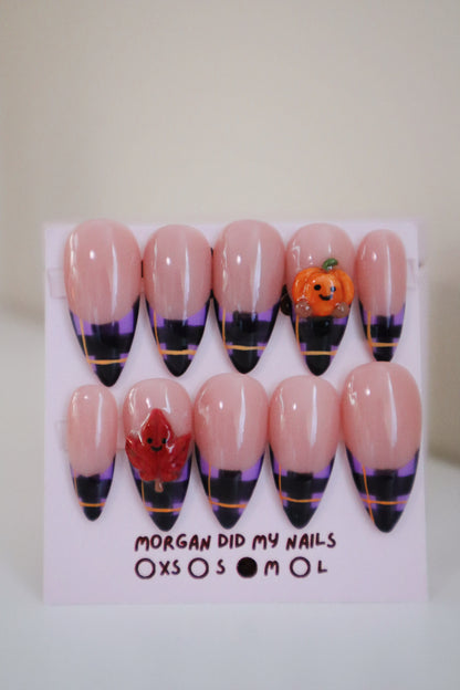 Pumpkin + Leaf Press-On Nails