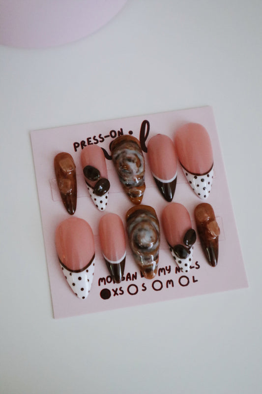 Iced Coffee + Cinnamon Bun Press-On Nails