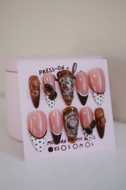 Iced Coffee + Cinnamon Bun Press-On Nails
