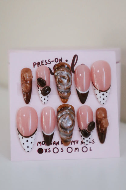 Iced Coffee + Cinnamon Bun Press-On Nails