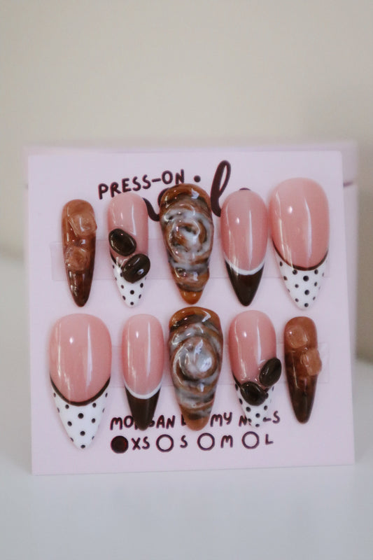 Iced Coffee + Cinnamon Bun Press-On Nails