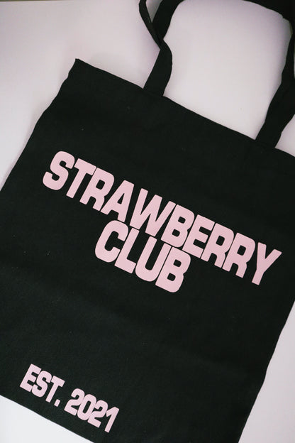 Black and Baby Pink Logo Tote Bag