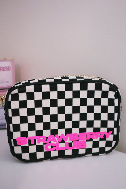 Checkered Glow in the Dark Logo Cosmetic Bag