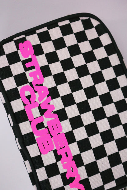 Checkered Glow in the Dark Logo Cosmetic Bag