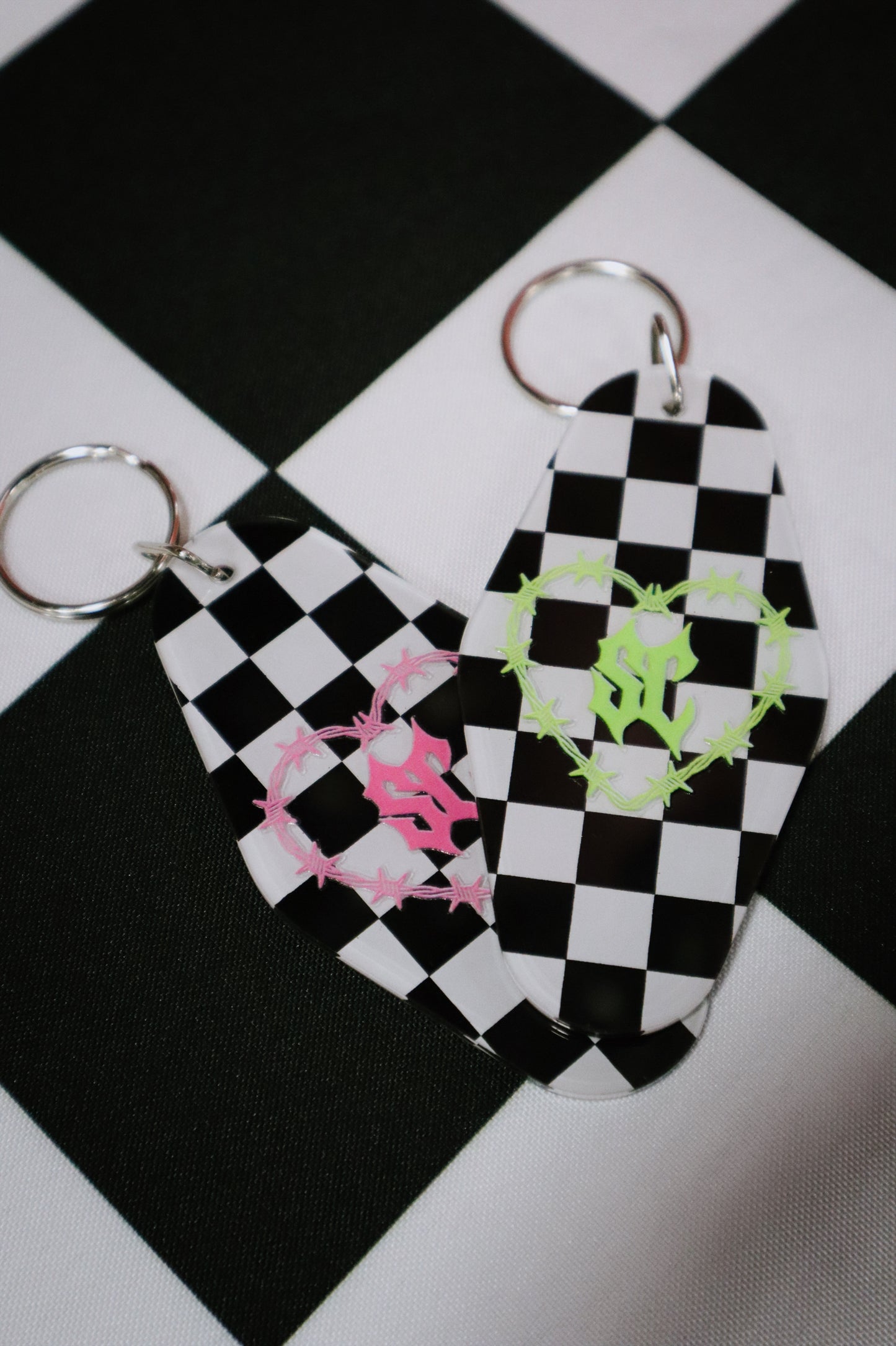 5 Year Heart Checkered Keychain