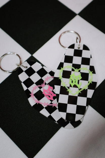 5 Year Heart Checkered Keychain