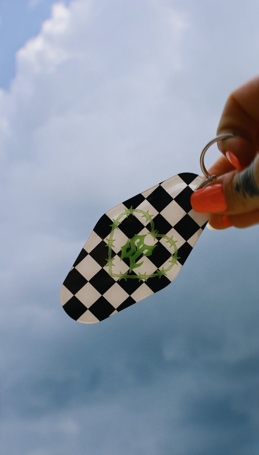 5 Year Heart Checkered Keychain