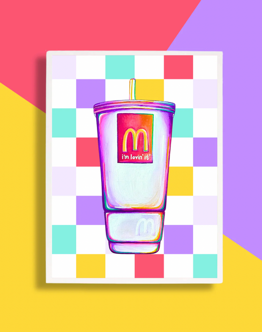 McDonalds Soda Cup Art Print (Multicolored Checkerboard)